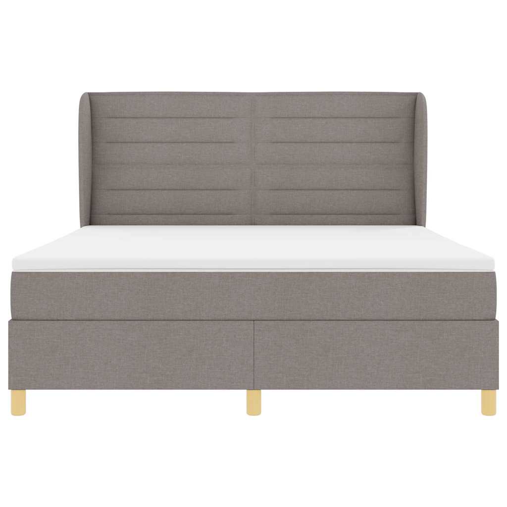 Box spring seng med hovedgærde Gråbrun 200 x 180 cm Stof