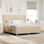 Box spring seng med madras Creme 200 x 180 cm Stof