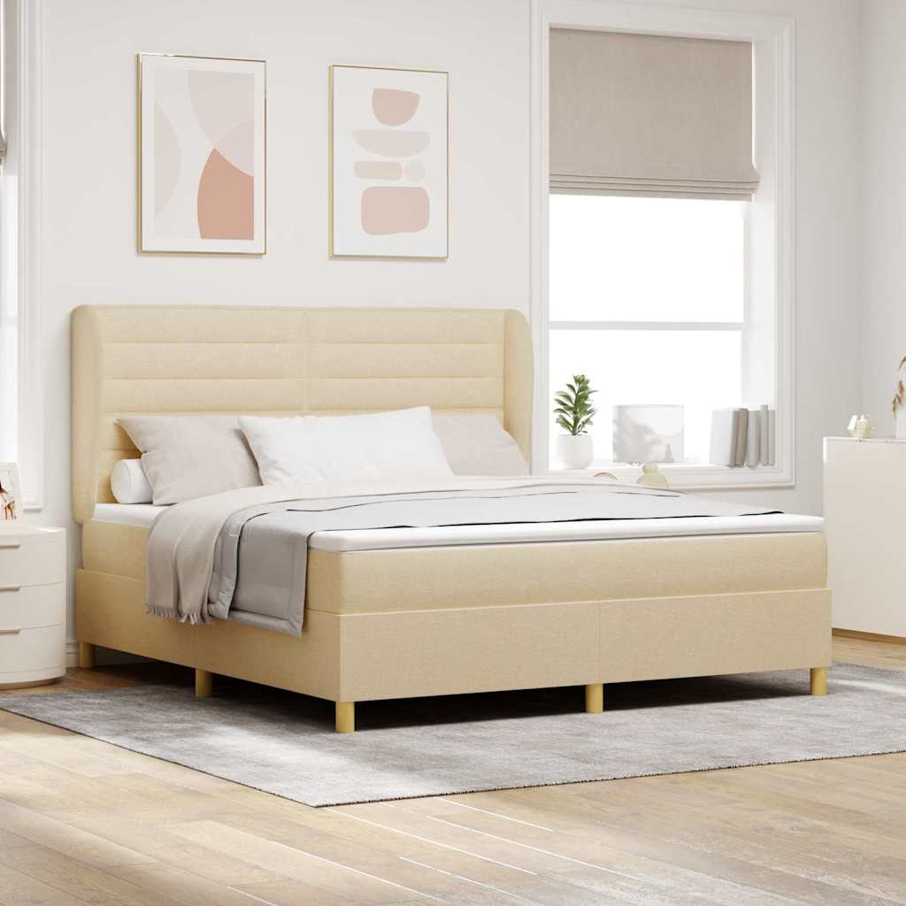 Box spring seng med madras Creme 200 x 180 cm Stof