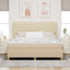 Box spring seng med madras Creme 200 x 180 cm Stof