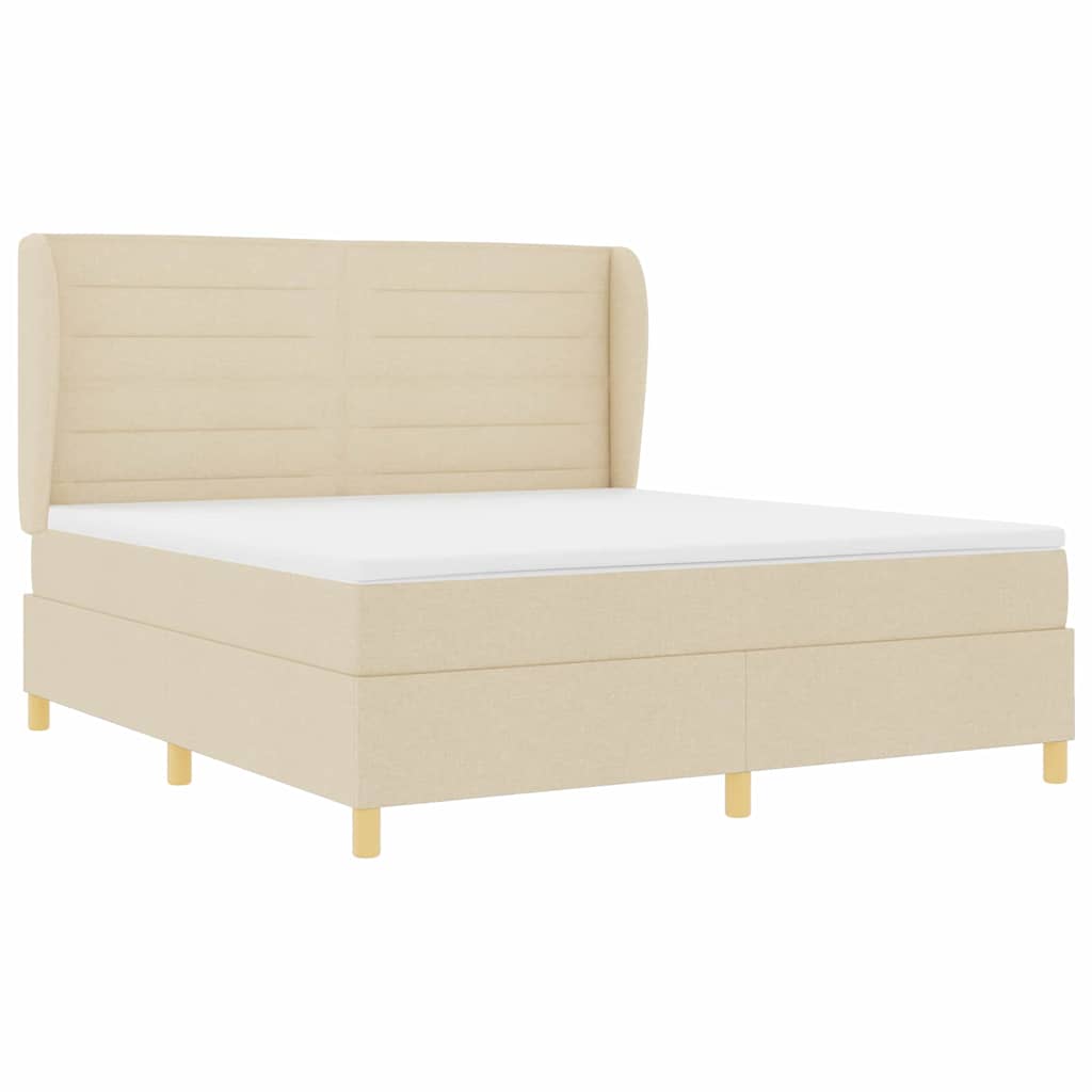 Box spring seng med madras Creme 200 x 180 cm Stof