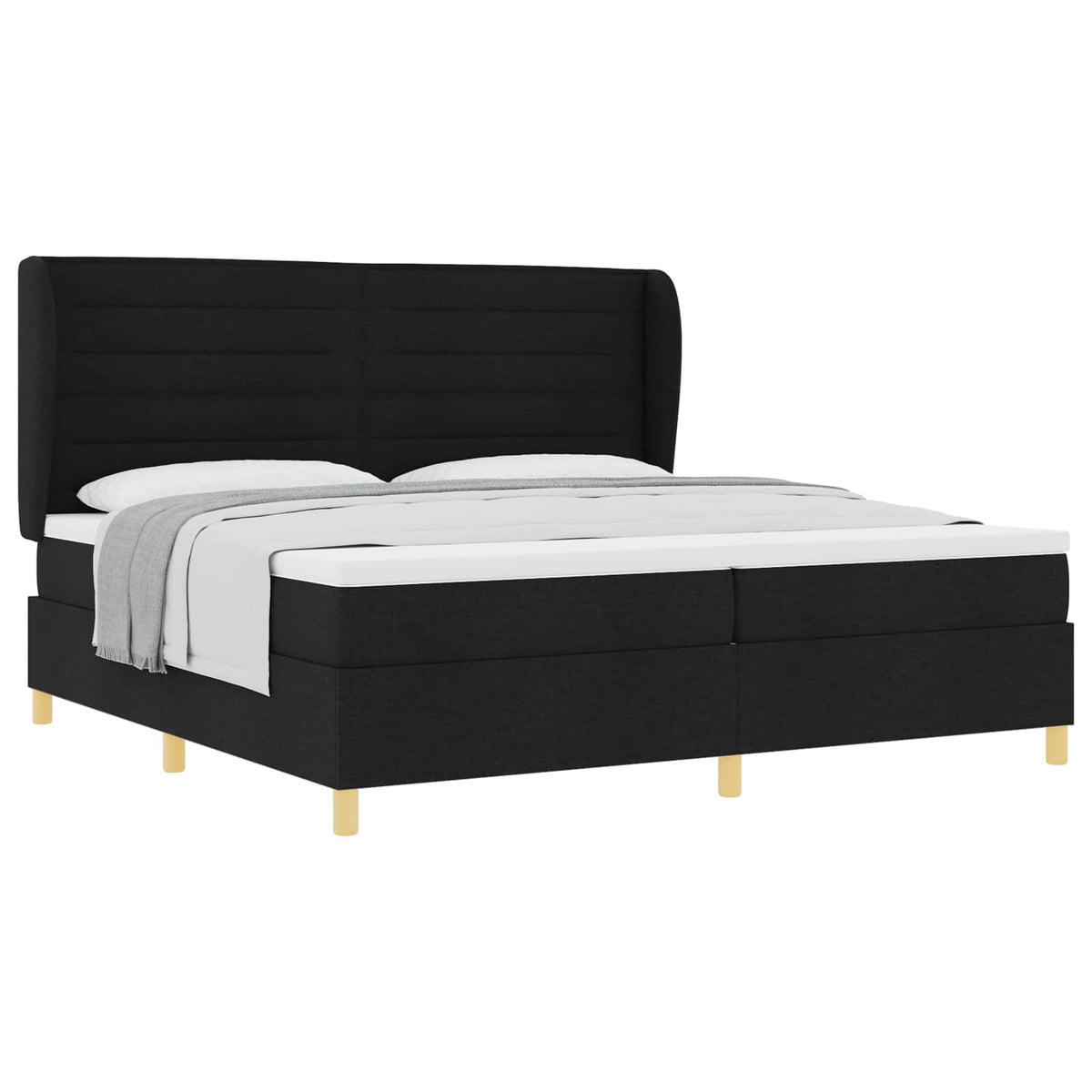 Box spring seng med madras Sort 200 x 200 cm Stof