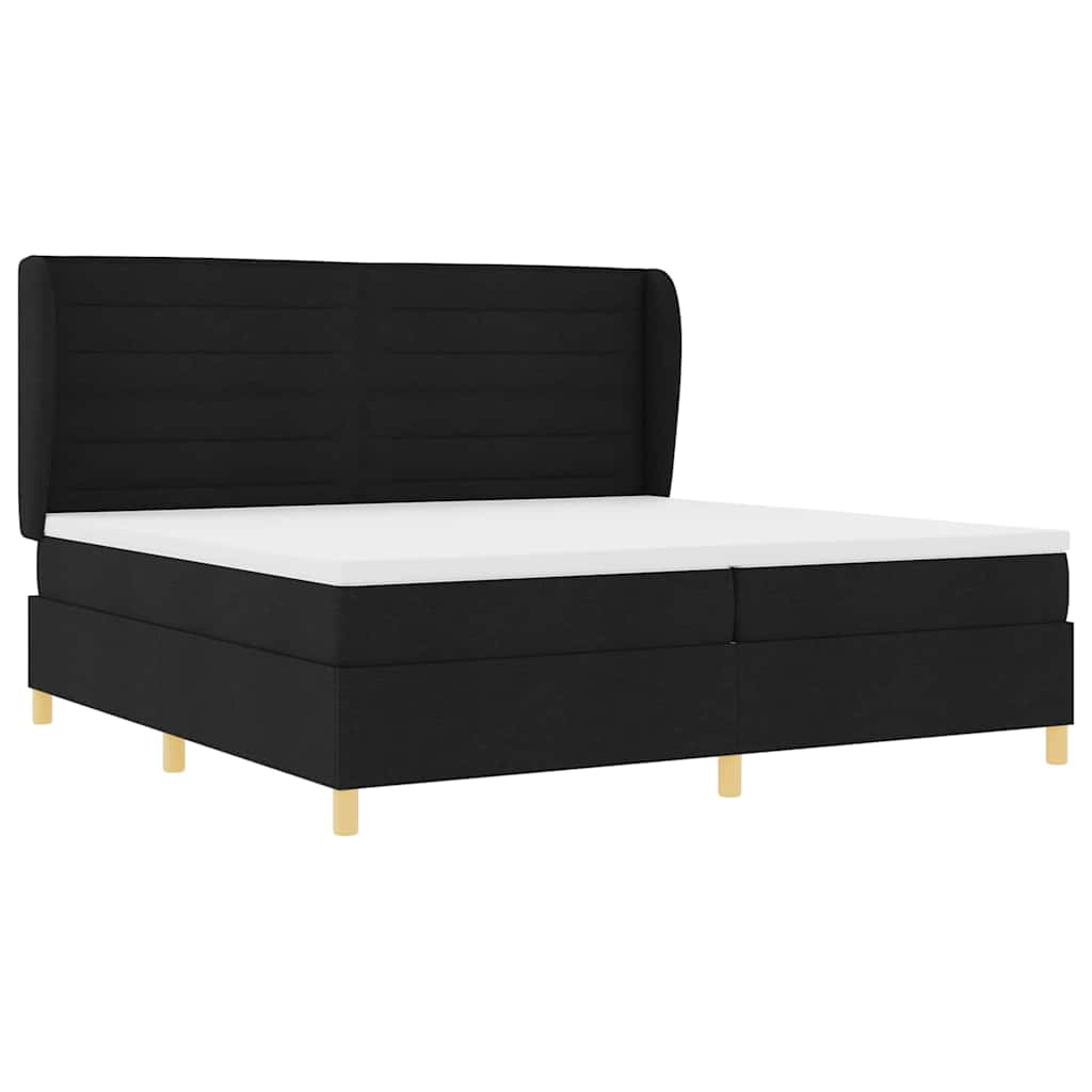 Box spring seng med madras Sort 200 x 200 cm Stof
