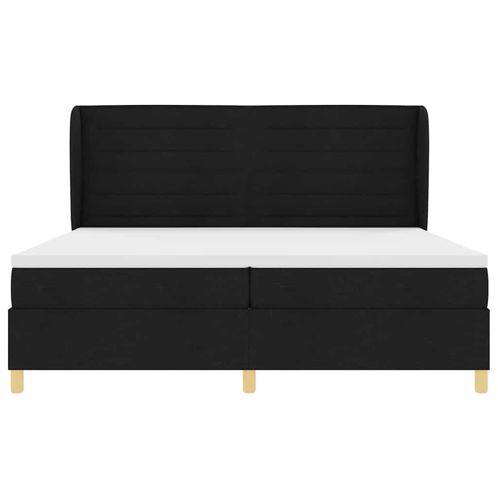 Box spring seng med madras Sort 200 x 200 cm Stof