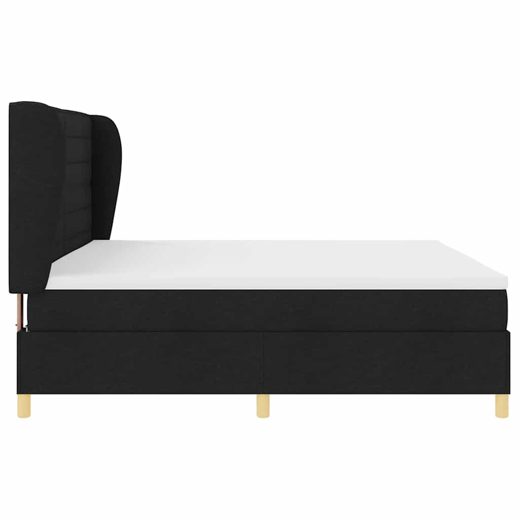 Box spring seng med madras Sort 200 x 200 cm Stof
