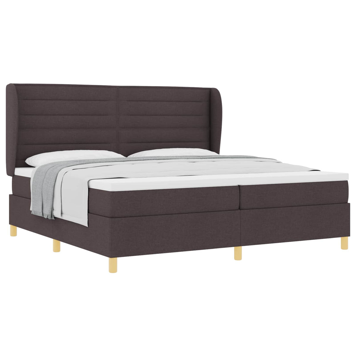 Box spring seng med madras Mørk Brun 200 x 200 cm Stof
