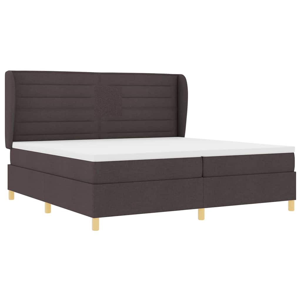 Box spring seng med madras Mørk Brun 200 x 200 cm Stof