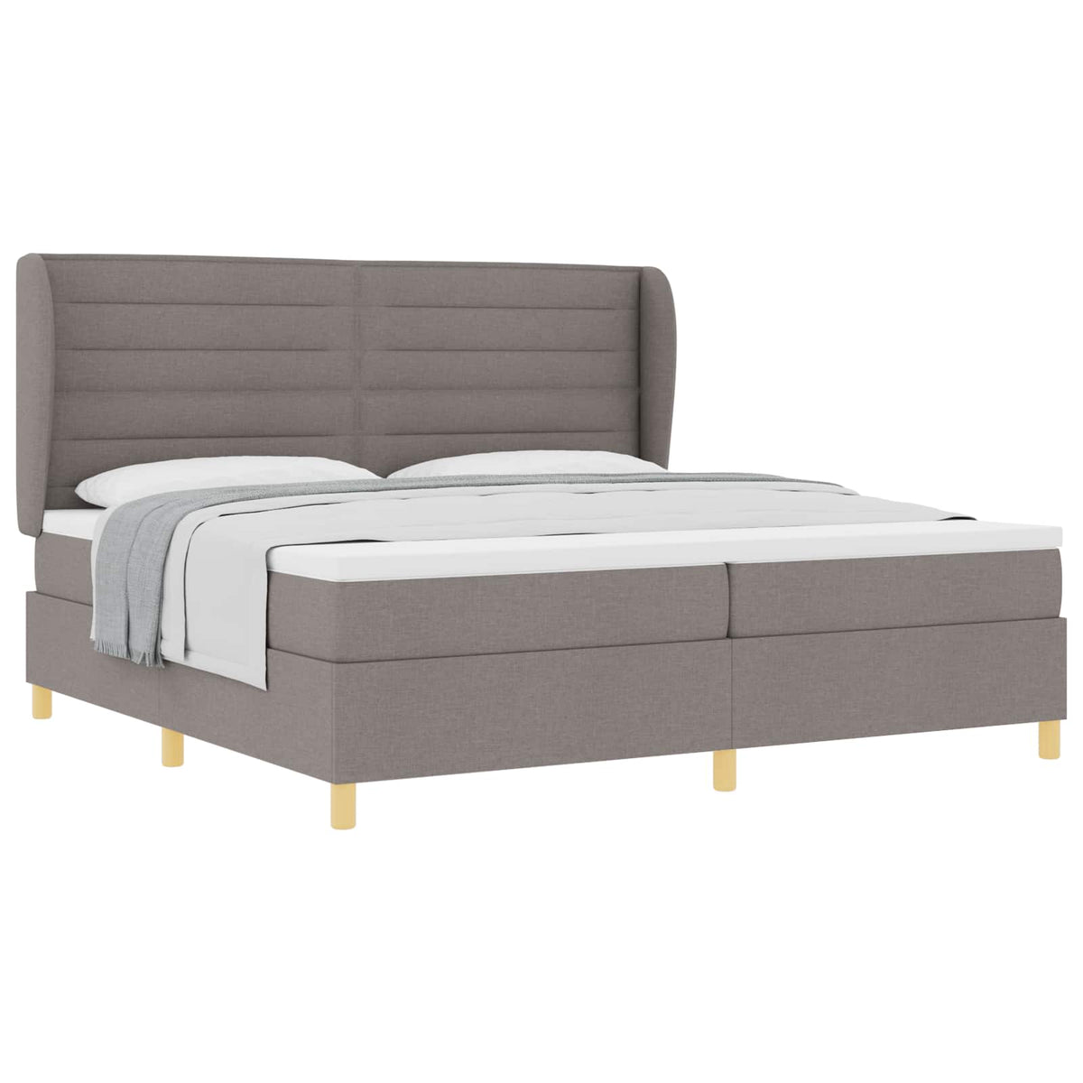 Box spring seng med hovedgærde Gråbrun 200 x 200 cm Stof
