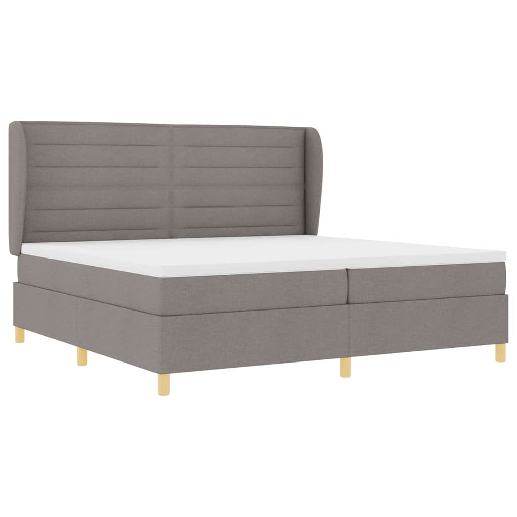 Box spring seng med hovedgærde Gråbrun 200 x 200 cm Stof