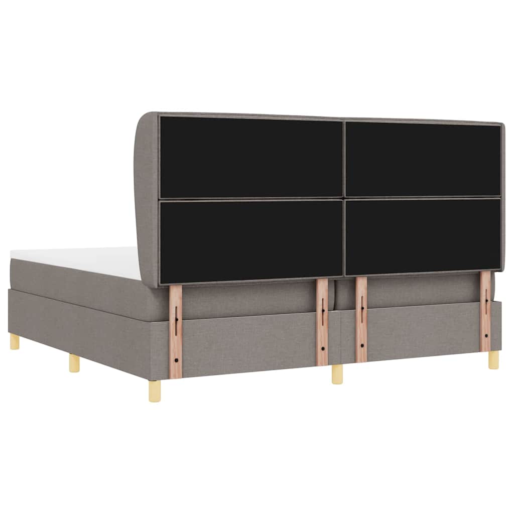 Box spring seng med hovedgærde Gråbrun 200 x 200 cm Stof