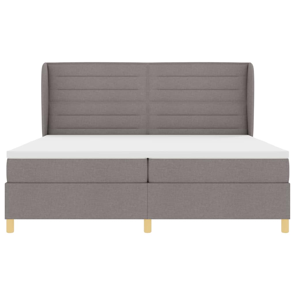 Box spring seng med hovedgærde Gråbrun 200 x 200 cm Stof