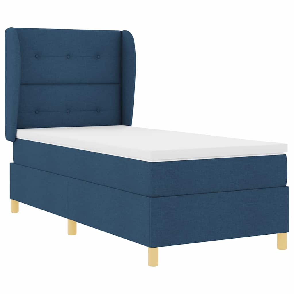 Box spring seng med hovedgærde Blå 190 x 90 cm Stof