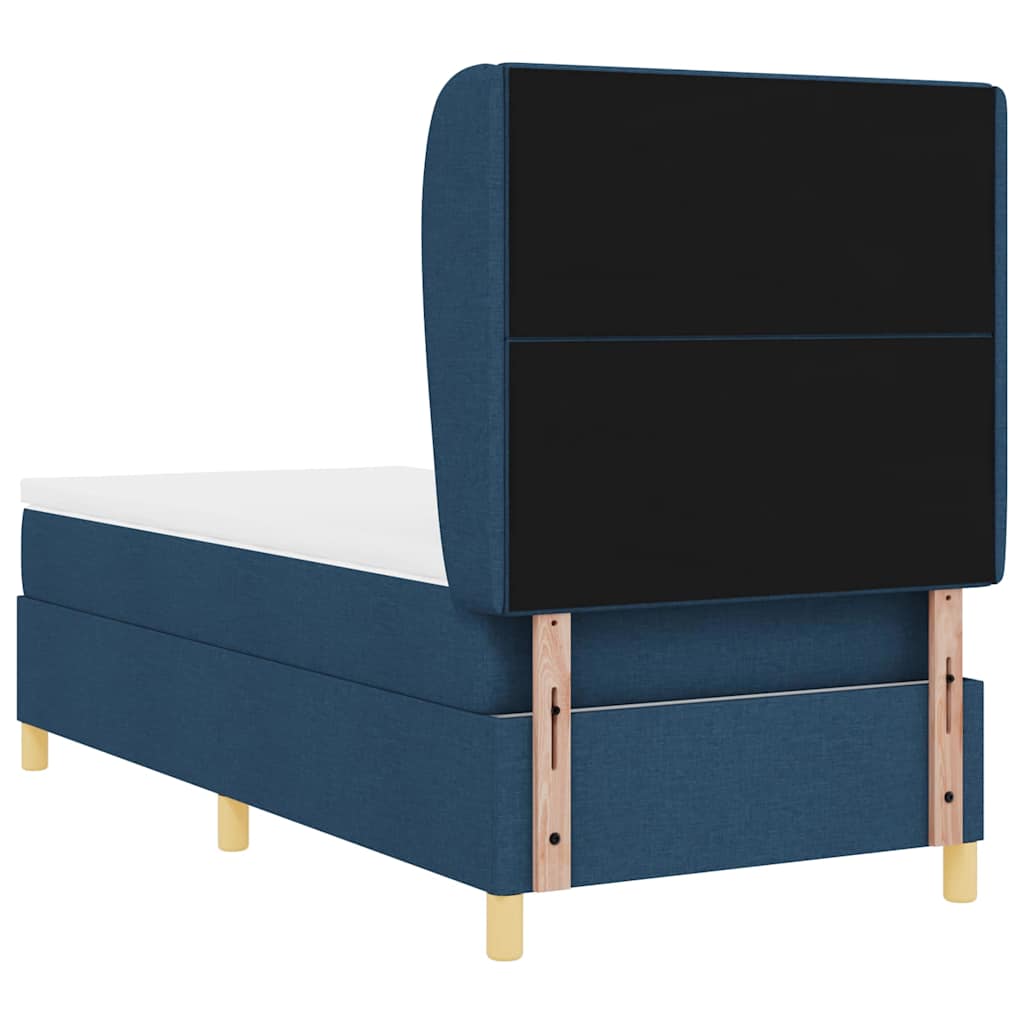 Box spring seng med hovedgærde Blå 200 x 90 cm Stof