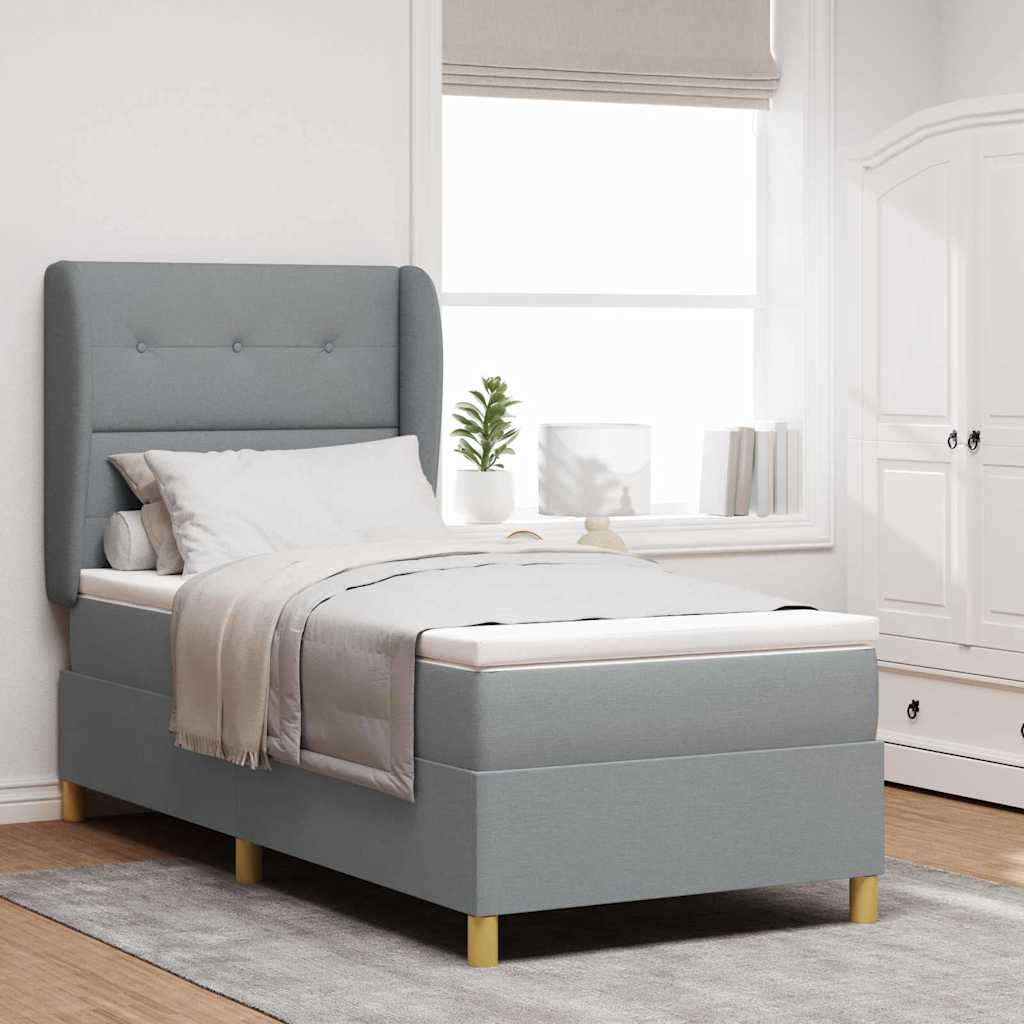 Box spring seng med pude Lysegrå 200 x 100 cm Stof