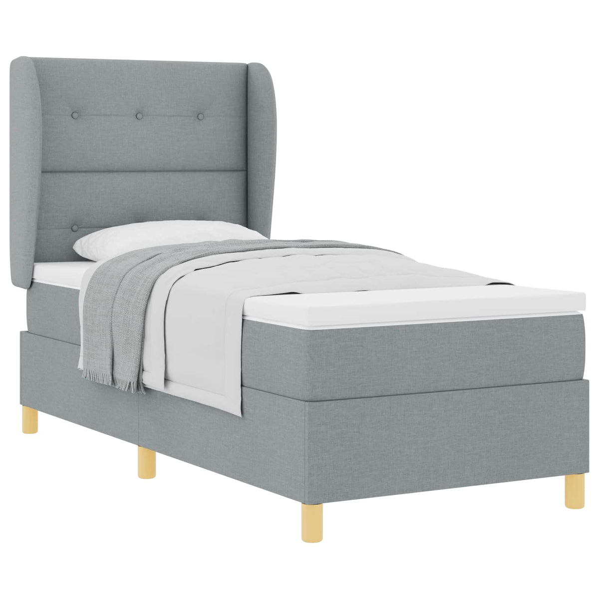Box spring seng med pude Lysegrå 200 x 100 cm Stof