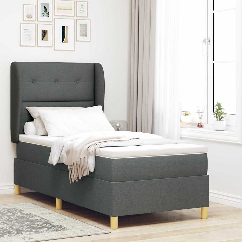 vidaXL Box spring seng med hovedgærde Mørkegrå 200 x 100 cm Stof
