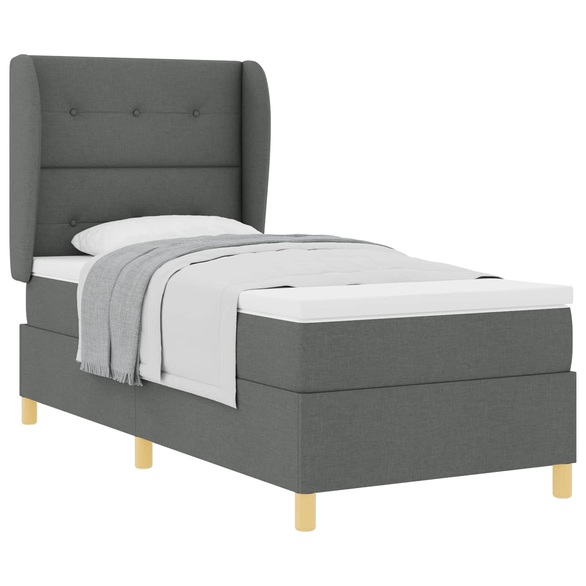 Box spring seng med hovedgærde Mørkegrå 200 x 100 cm Stof