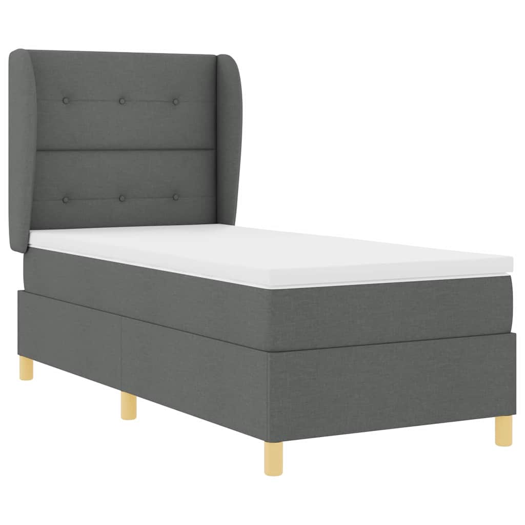 Box spring seng med hovedgærde Mørkegrå 200 x 100 cm Stof