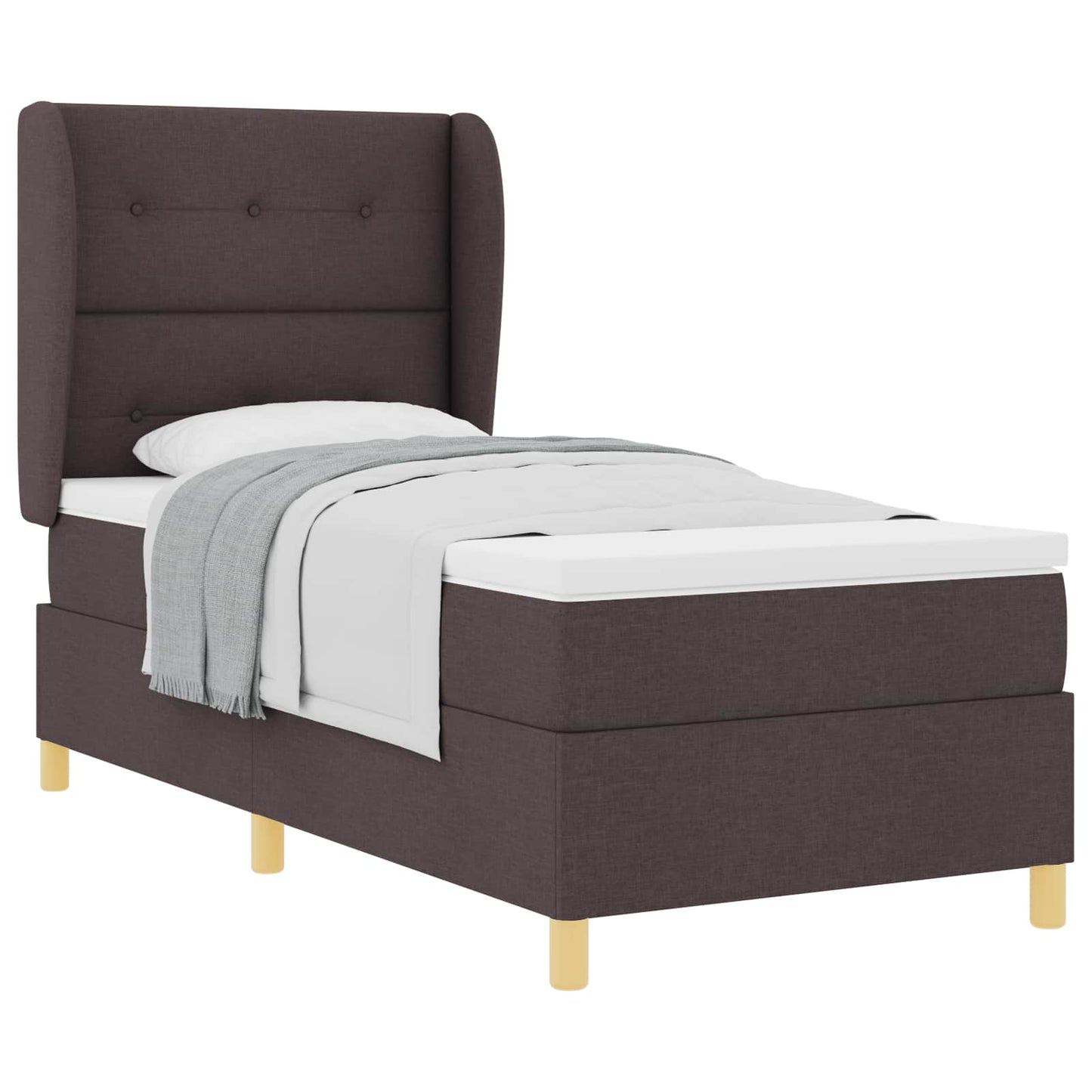 Box spring seng med hovedgærde Mørk Brun 200 x 100 cm Stof