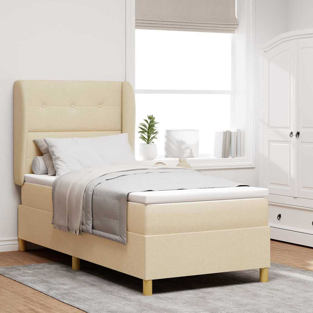 Box spring seng med hovedgærde Creme 200 x 100 cm Stof