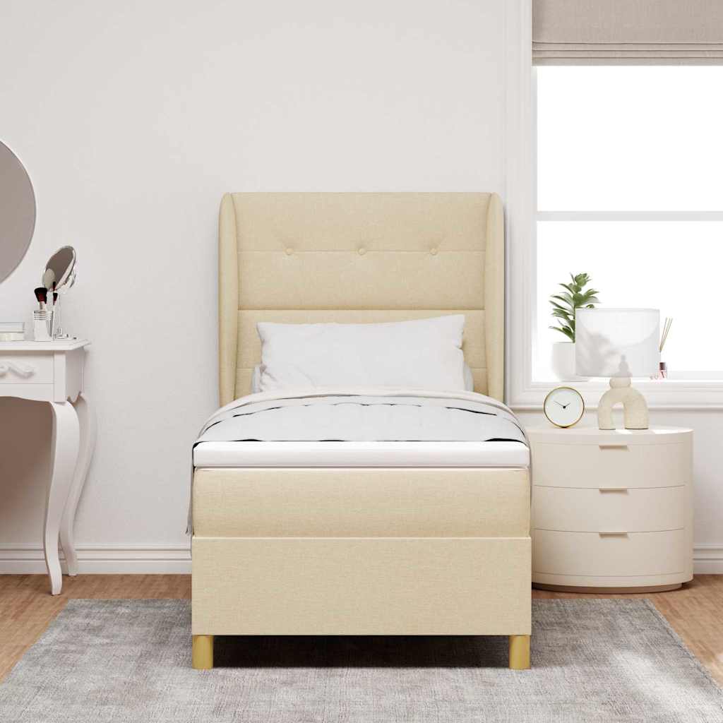 Box spring seng med hovedgærde Creme 200 x 100 cm Stof