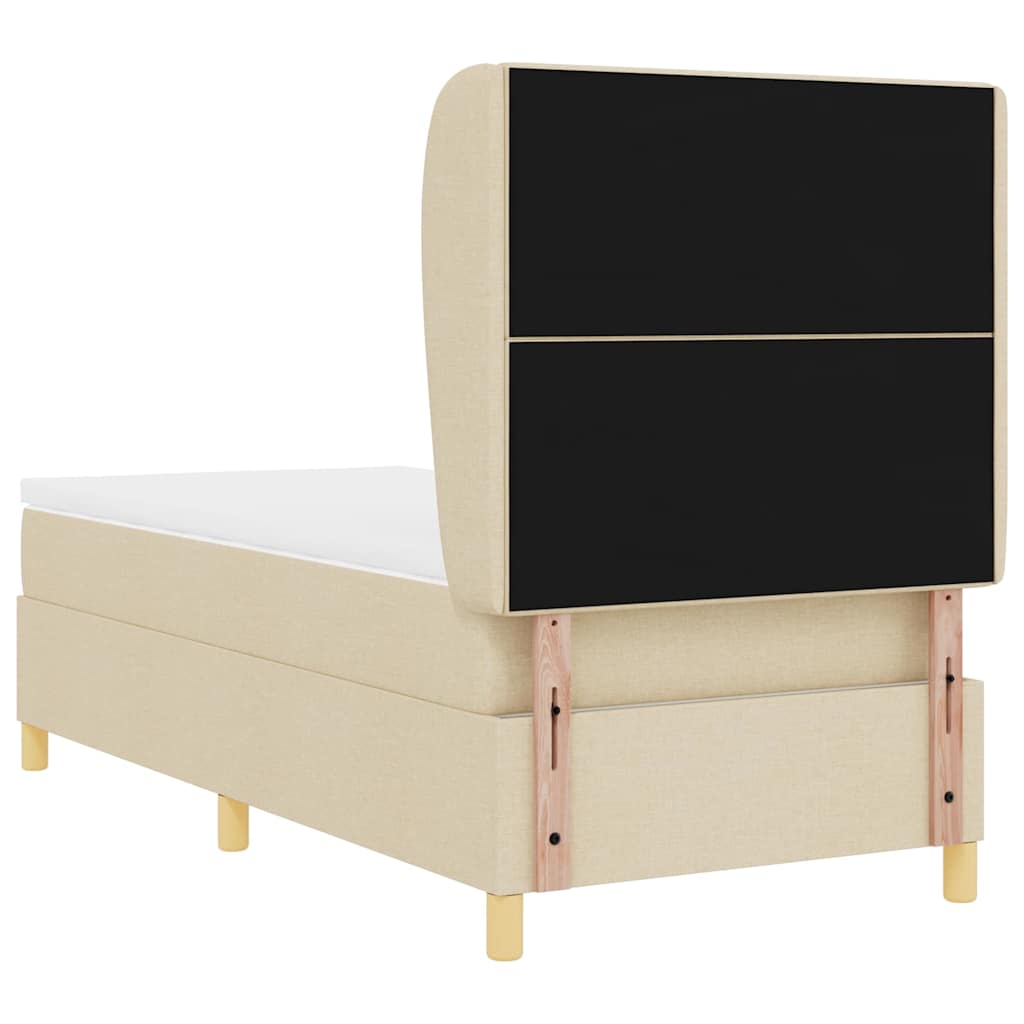 Box spring seng med hovedgærde Creme 200 x 100 cm Stof