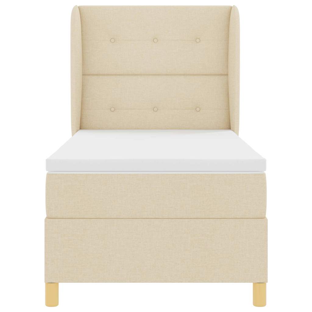 Box spring seng med hovedgærde Creme 200 x 100 cm Stof