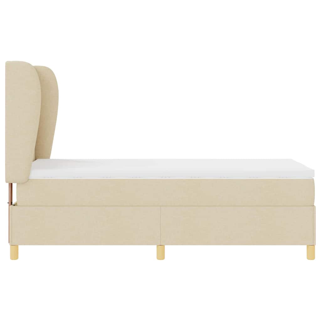 Box spring seng med hovedgærde Creme 200 x 100 cm Stof
