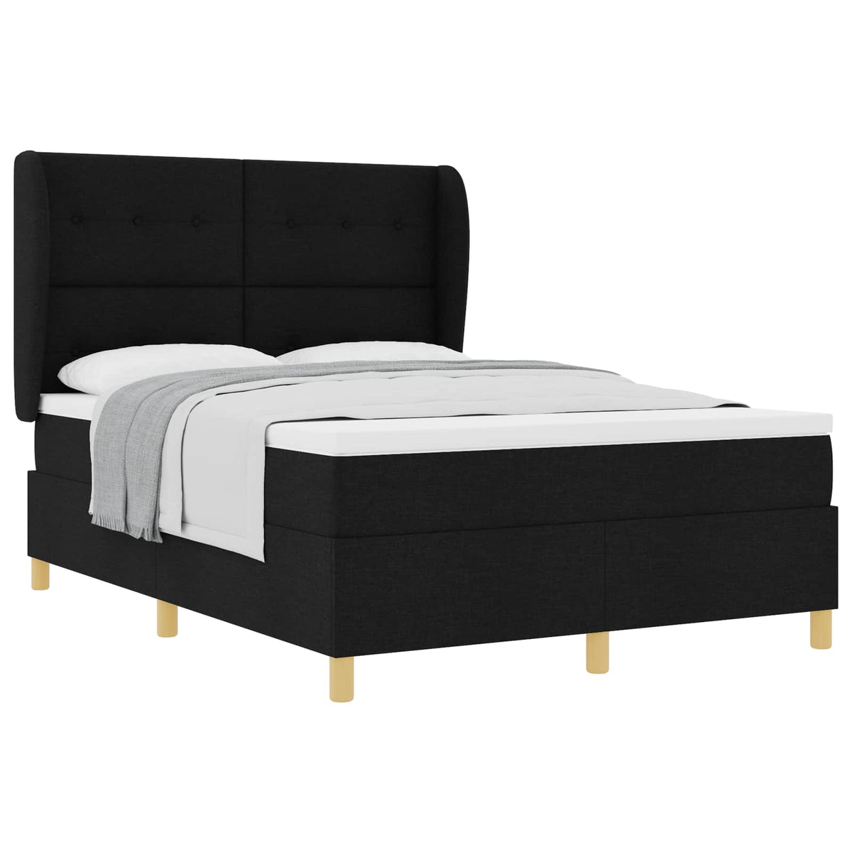 Box spring seng med hovedgærde Sort 200 x 140 cm Stof