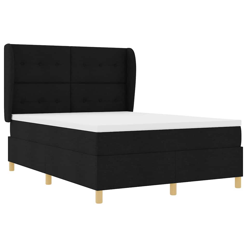 Box spring seng med hovedgærde Sort 200 x 140 cm Stof