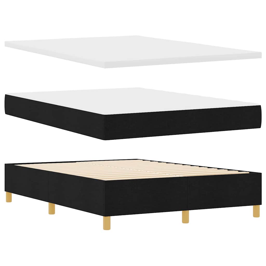Box spring seng med hovedgærde Sort 200 x 140 cm Stof