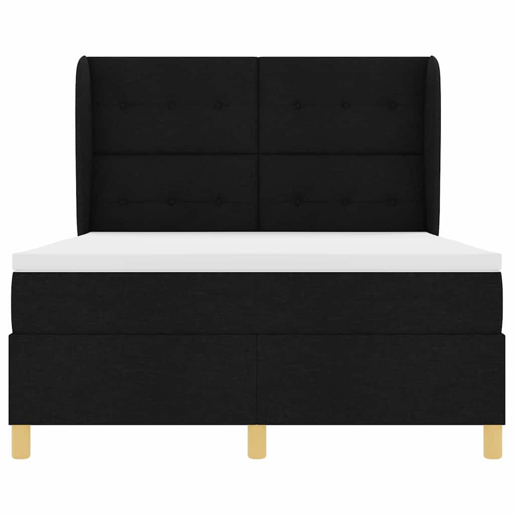 Box spring seng med hovedgærde Sort 200 x 140 cm Stof