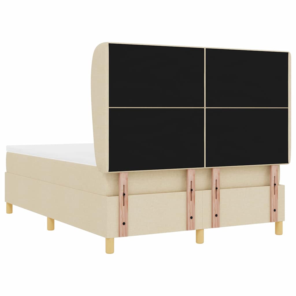 Box spring seng med hovedgærde Creme 200 x 140 cm Stof