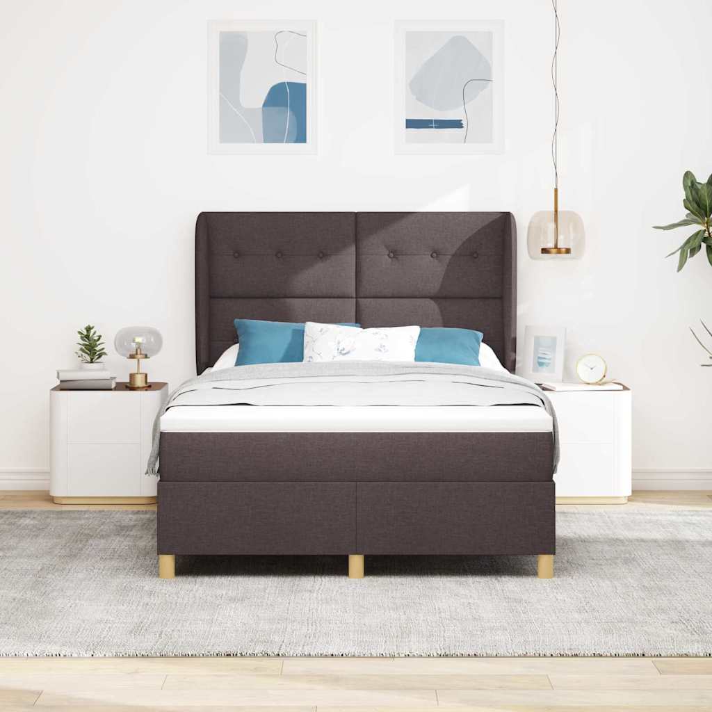 Box spring seng med hovedgærde Mørk Brun 200 x 160 cm Stof