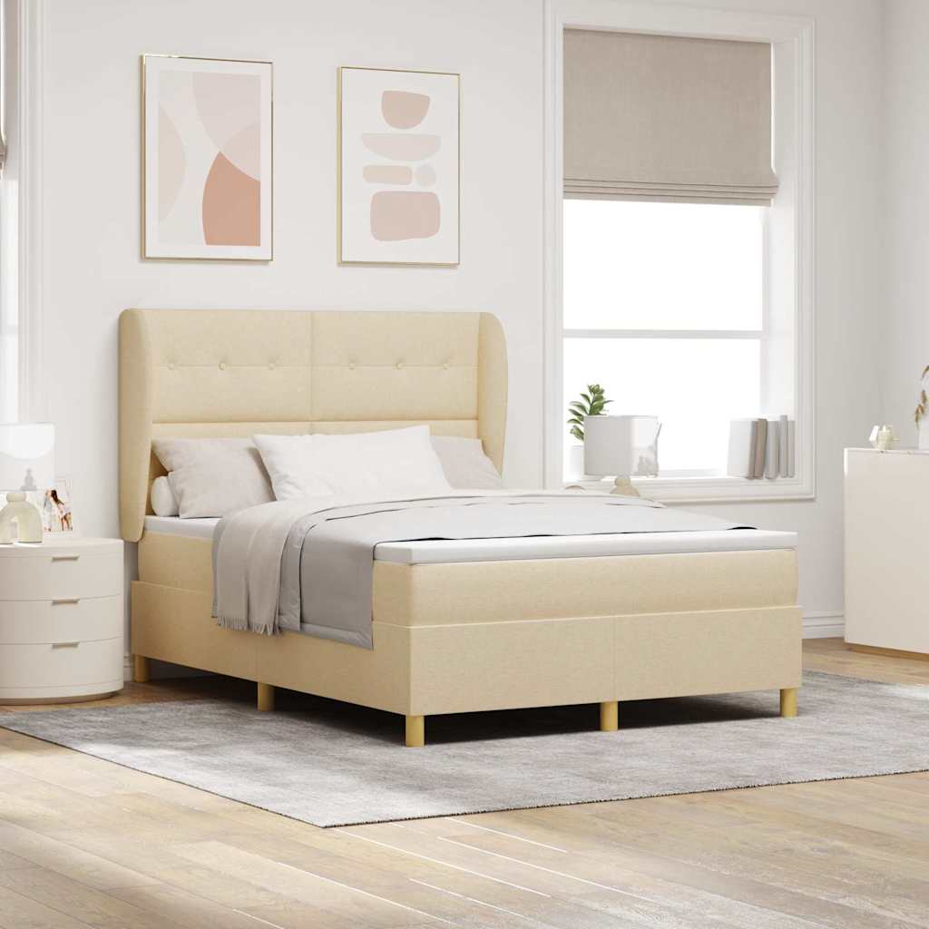 Box spring seng med hovedgærde Creme 200 x 160 cm Stof