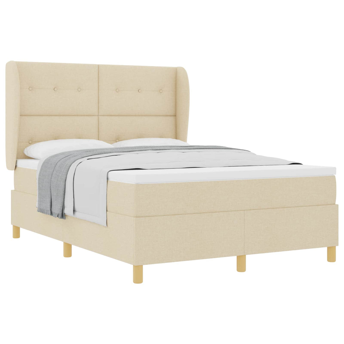Box spring seng med hovedgærde Creme 200 x 160 cm Stof
