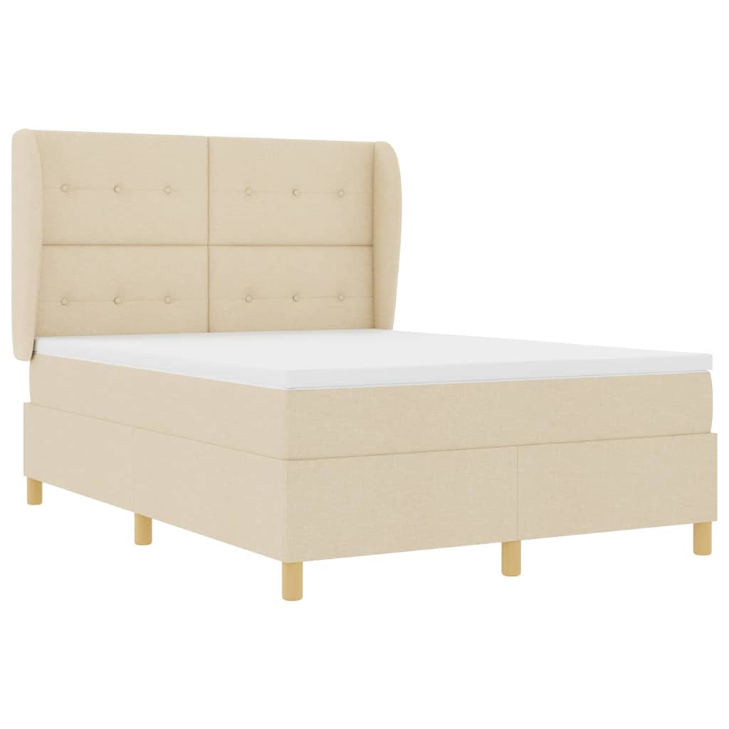Box spring seng med hovedgærde Creme 200 x 160 cm Stof