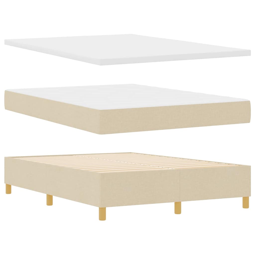 Box spring seng med hovedgærde Creme 200 x 160 cm Stof