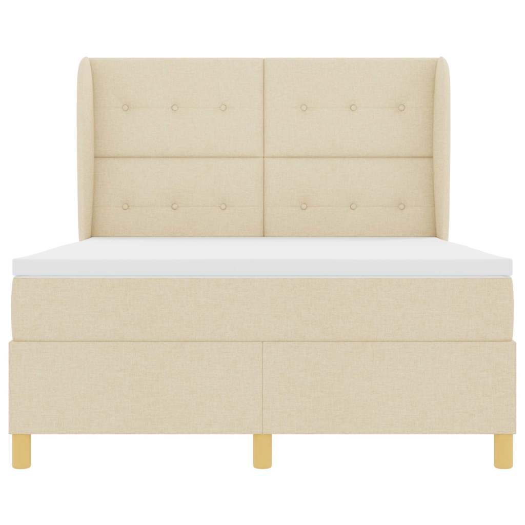 Box spring seng med hovedgærde Creme 200 x 160 cm Stof