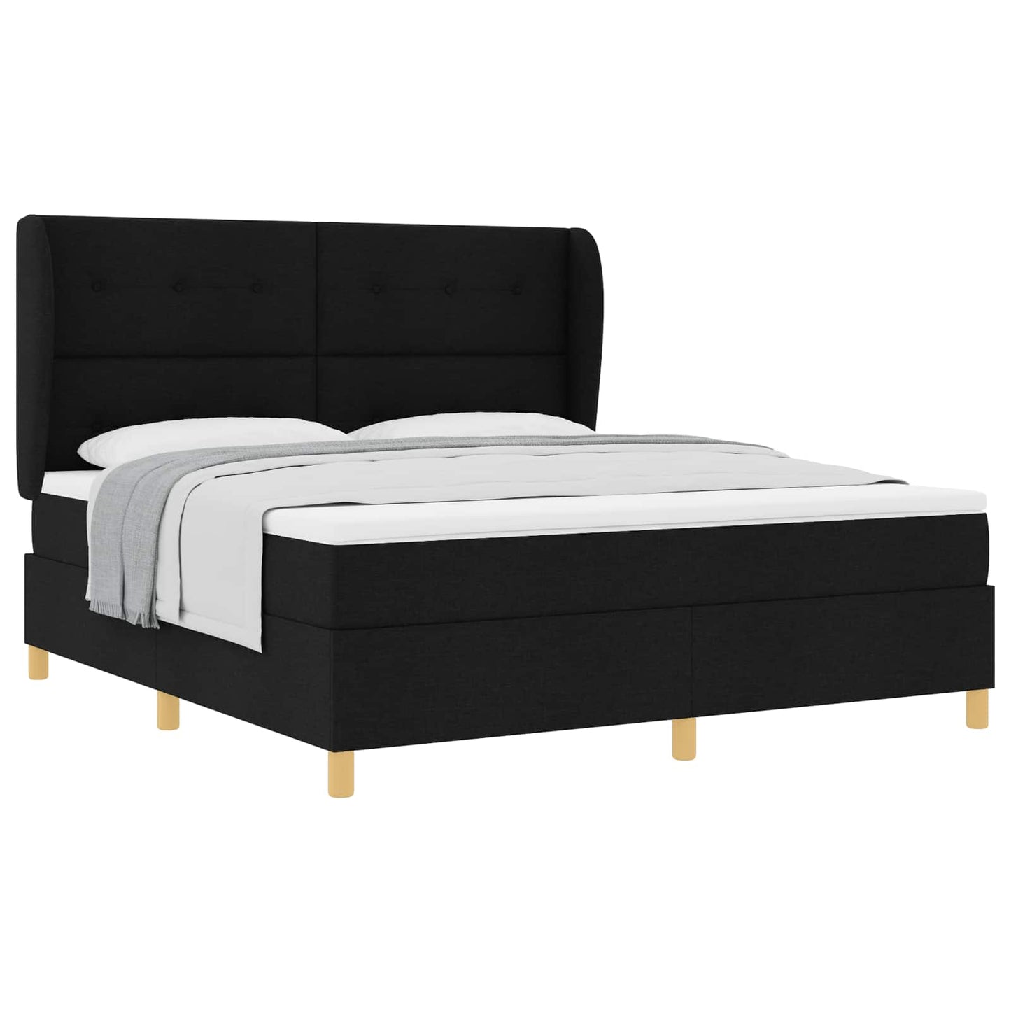 Box spring seng med hovedgærde Sort 200 x 180 cm Stof
