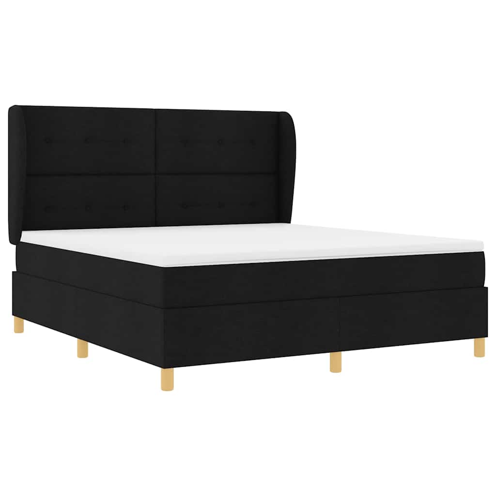 Box spring seng med hovedgærde Sort 200 x 180 cm Stof