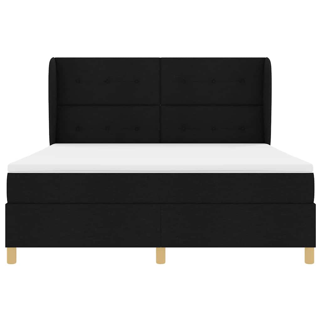 Box spring seng med hovedgærde Sort 200 x 180 cm Stof