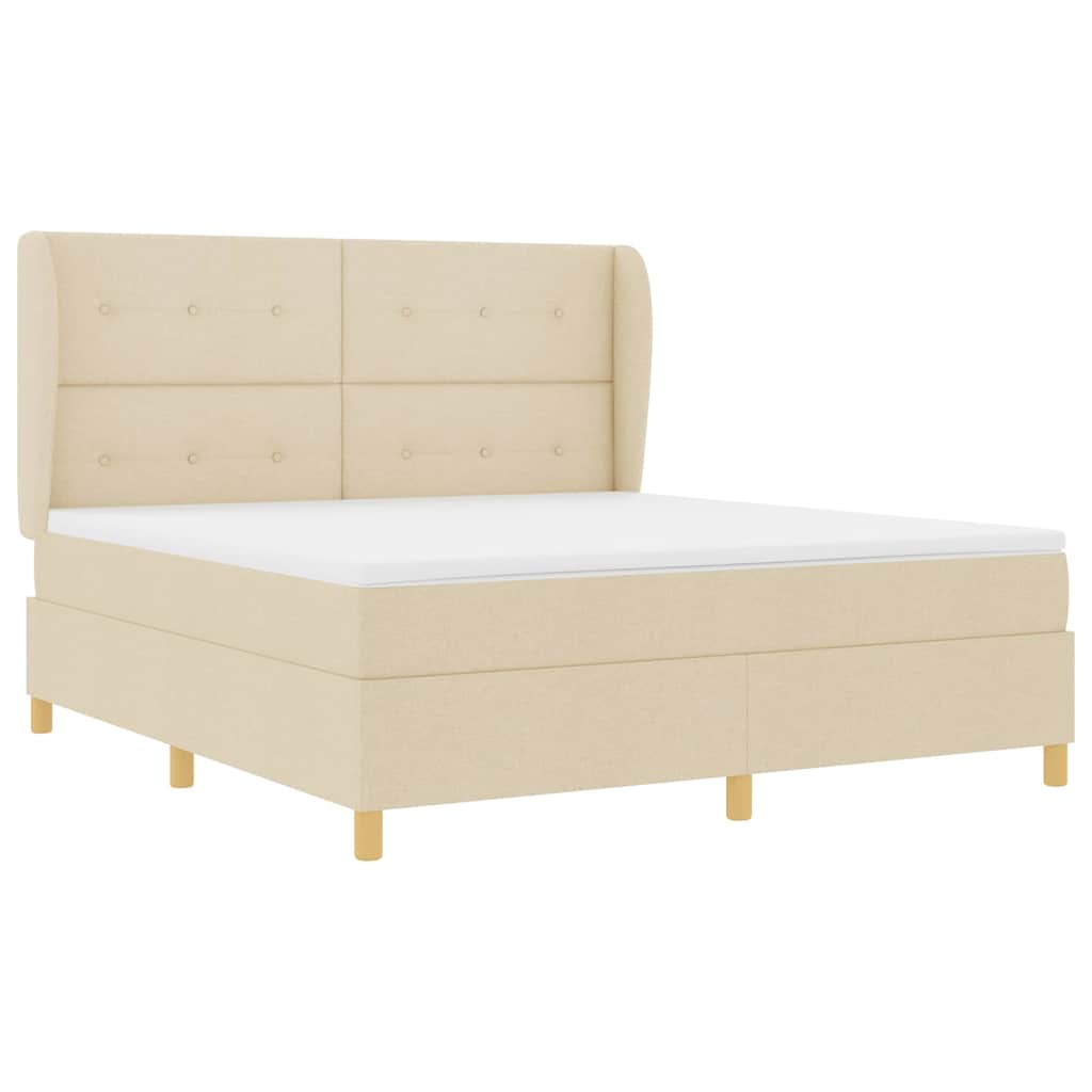 Box spring seng med hovedgærde Creme 200 x 180 cm Stof