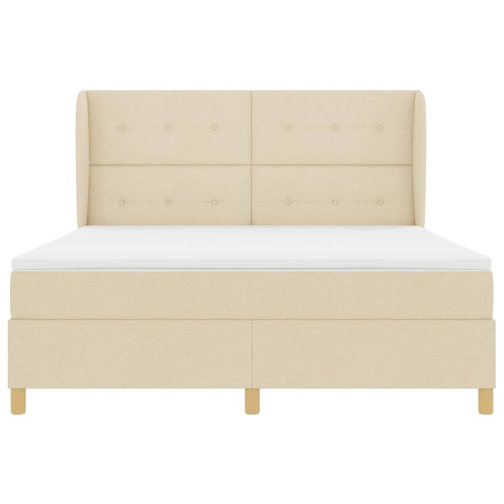 Box spring seng med hovedgærde Creme 200 x 180 cm Stof