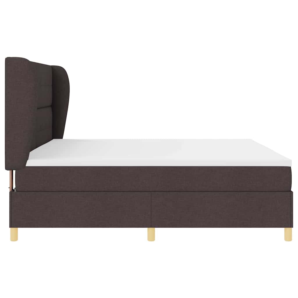 Box spring seng med hovedgærde Mørk Brun 200 x 200 cm Stof