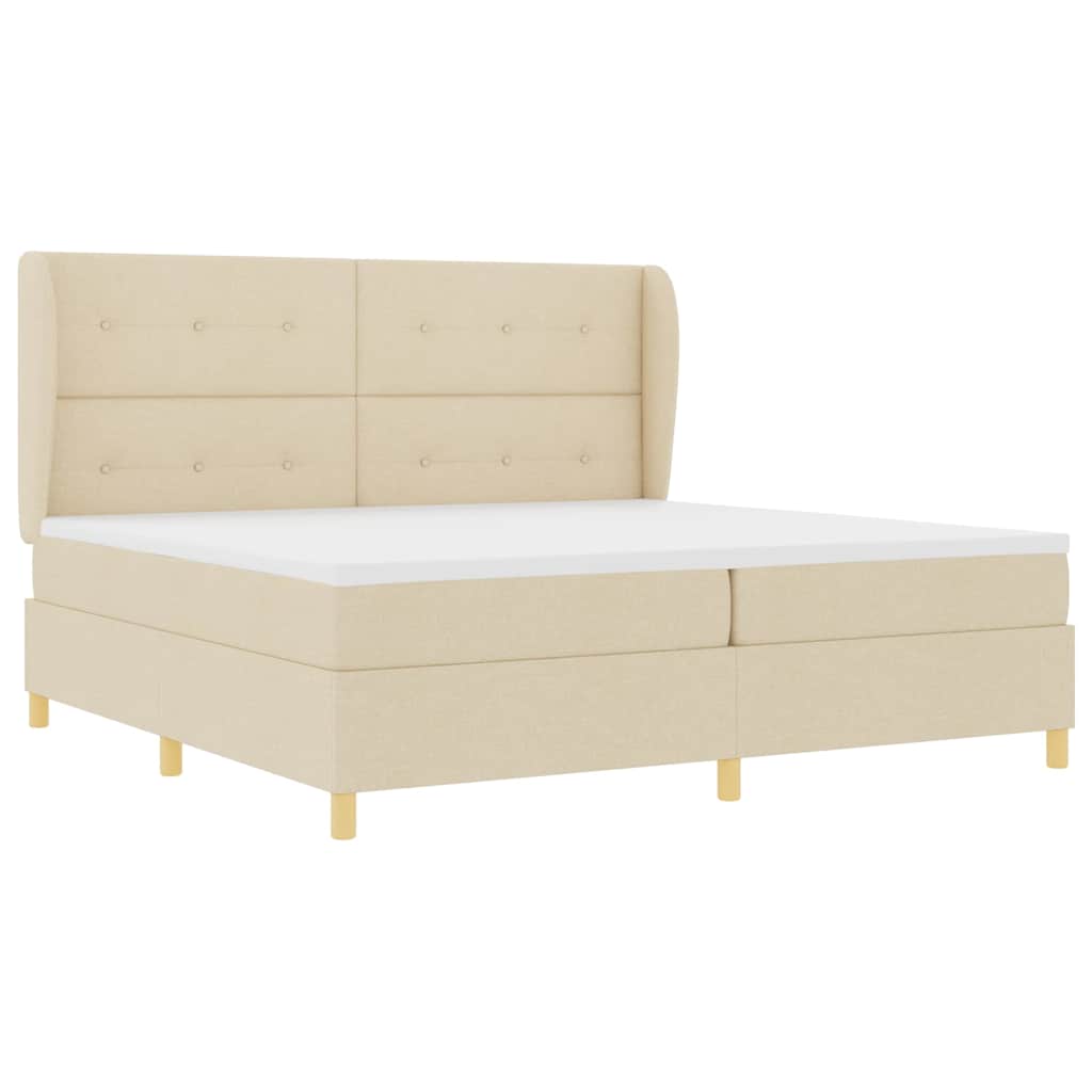 Box spring seng med hovedgærde Creme 200 x 200 cm Stof
