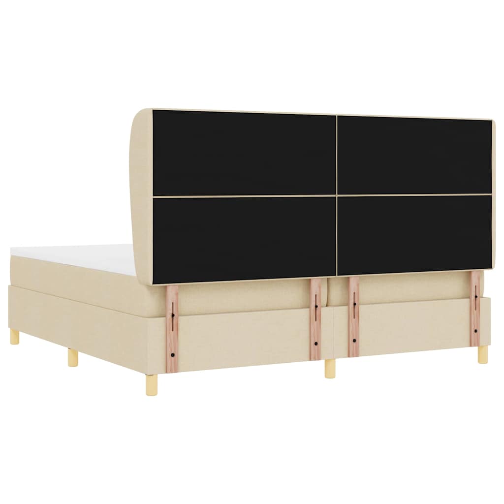 Box spring seng med hovedgærde Creme 200 x 200 cm Stof