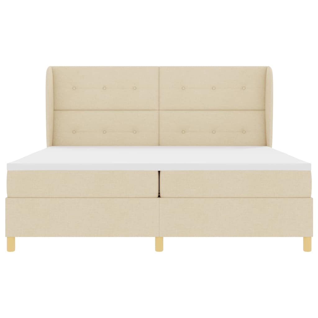 Box spring seng med hovedgærde Creme 200 x 200 cm Stof