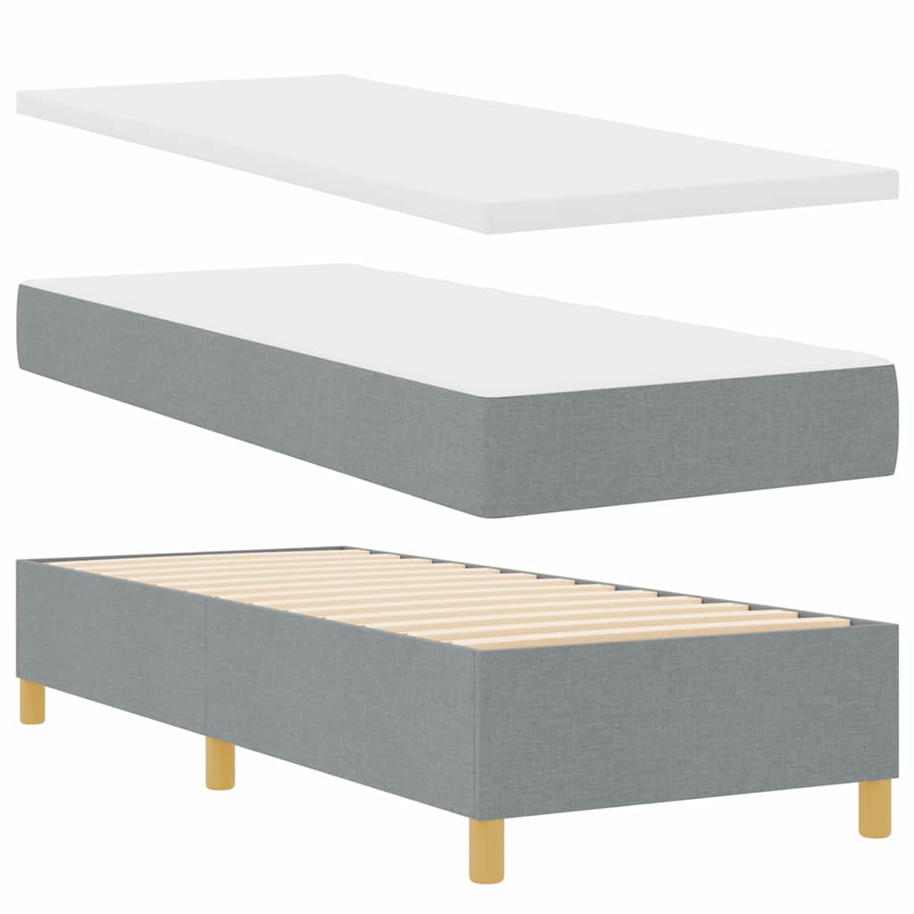 Box spring seng med hovedgærde Lysegrå 200 x 80 cm Stof