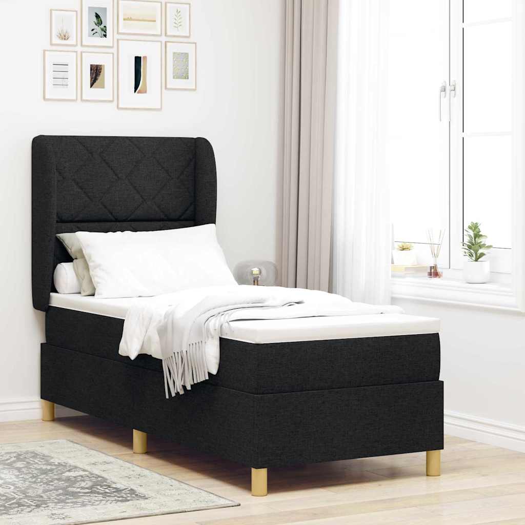 vidaXL Box spring seng med hovedgærde Sort 200 x 80 cm Stof